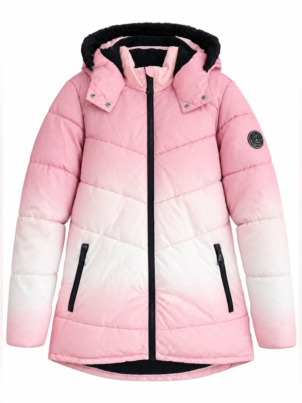 Justice Pink Ombre Hooded Puffer Winter Coat – Girls Size 16/18 XL EUC
